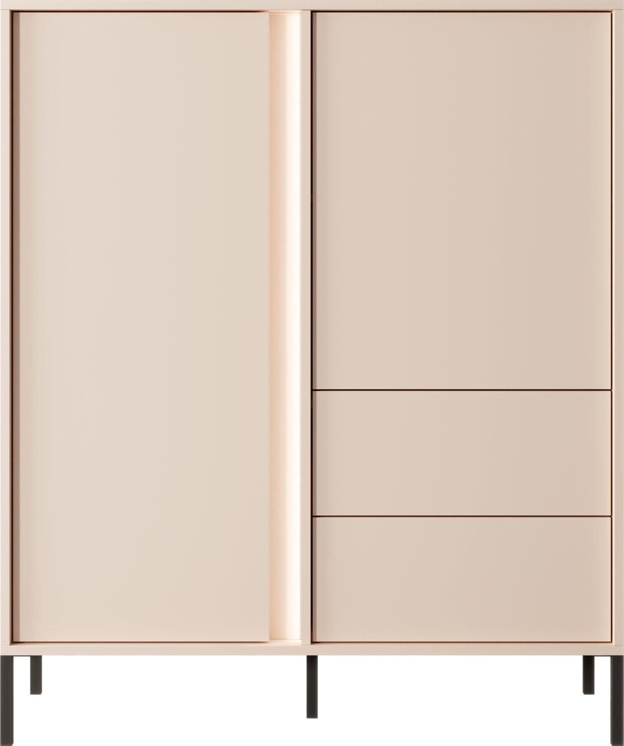 HIGHBOARD Donna in Beige 103/123/40 cm - Beige/Schwarz, Holzwerkstoff/Metall (103.3/123.4/39.5cm) - WFL GROUP