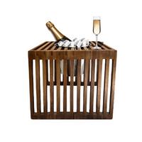 3-IN-1 LOUNGETISCH MIT EDELSTAHL-KÜHLER Mykonos braun 40 cm - Braun, Holz/Metall (40/40/40cm) - COOTAB Cooler Table