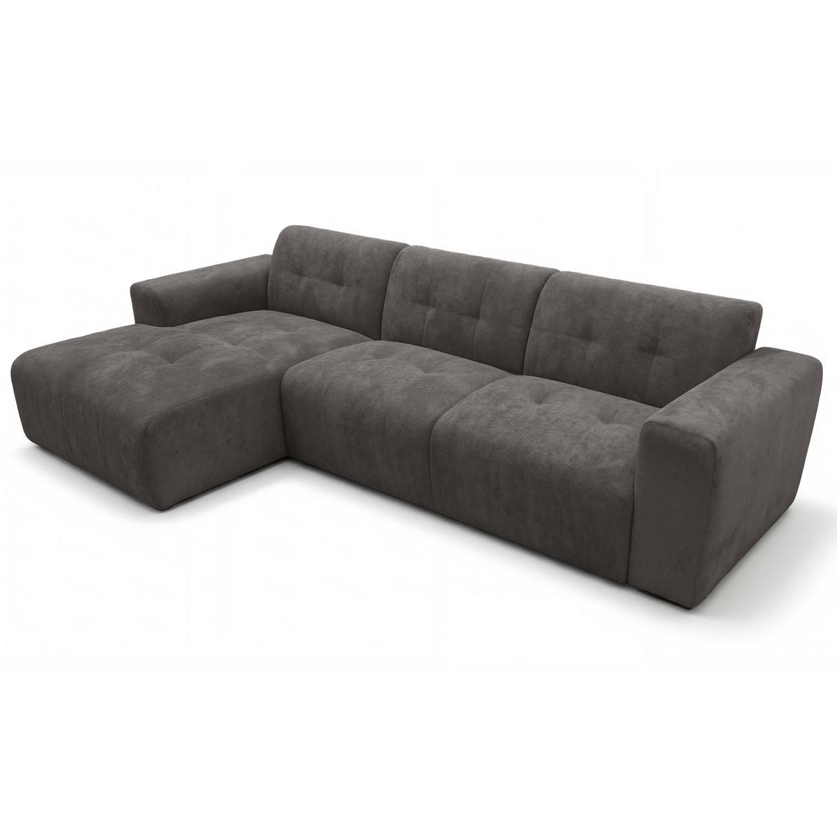 ECKSOFA L Form Corlu Dunkelgrau 310/165/78 cm – stilvolle kleine Eckcouch Links - Dunkelgrau/Schwarz, Kunststoff/Textil (310/165cm) - AX Living
