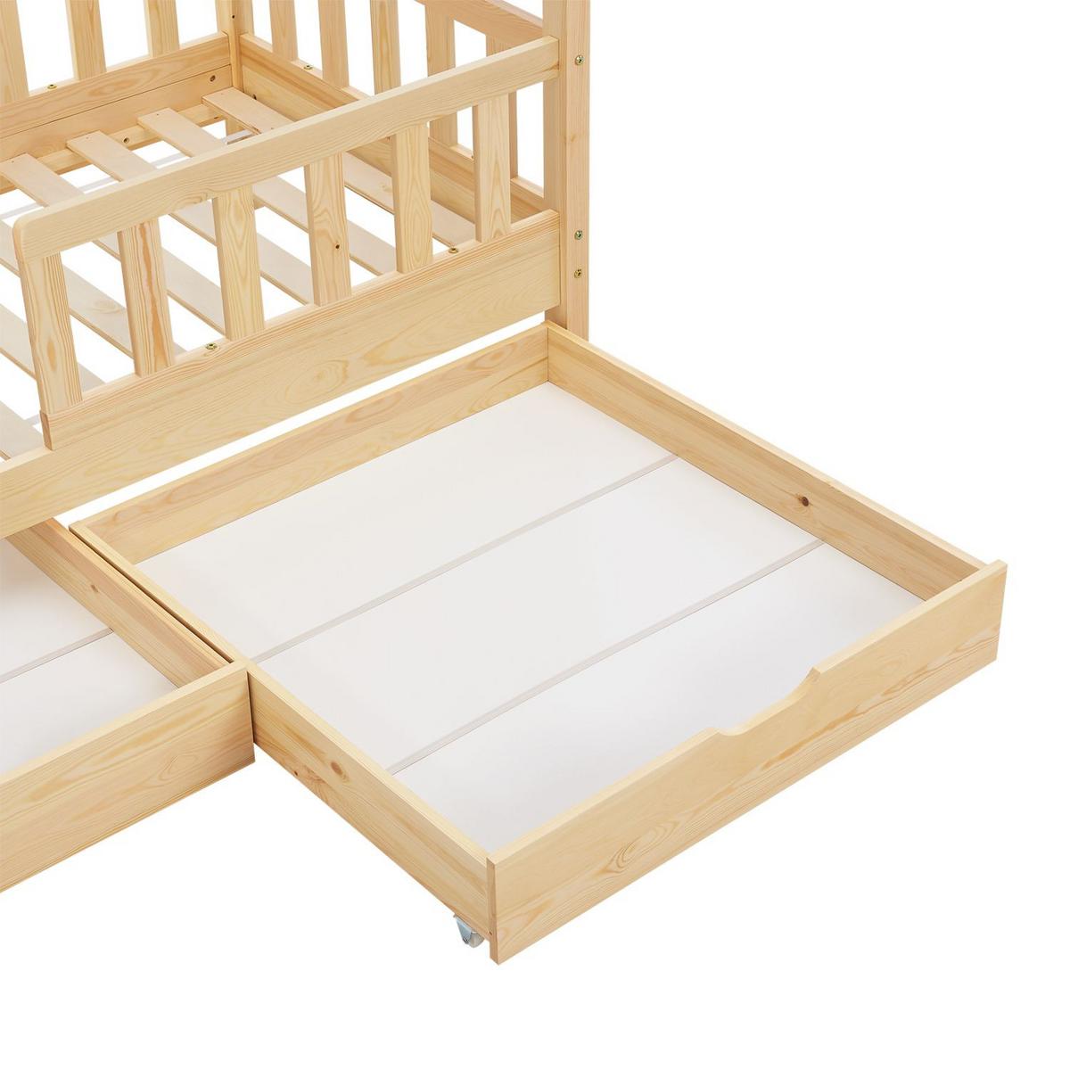 KINDERBETT Marli natur 90x200 cm mit Bettkasten - Naturfarben, Holz (90/200cm) - Juskys