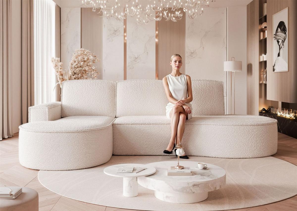 ECKSOFA Arlet Mit Schlaffunktion - Creme, Holzwerkstoff/Textil (277/156cm) - Fun Möbel