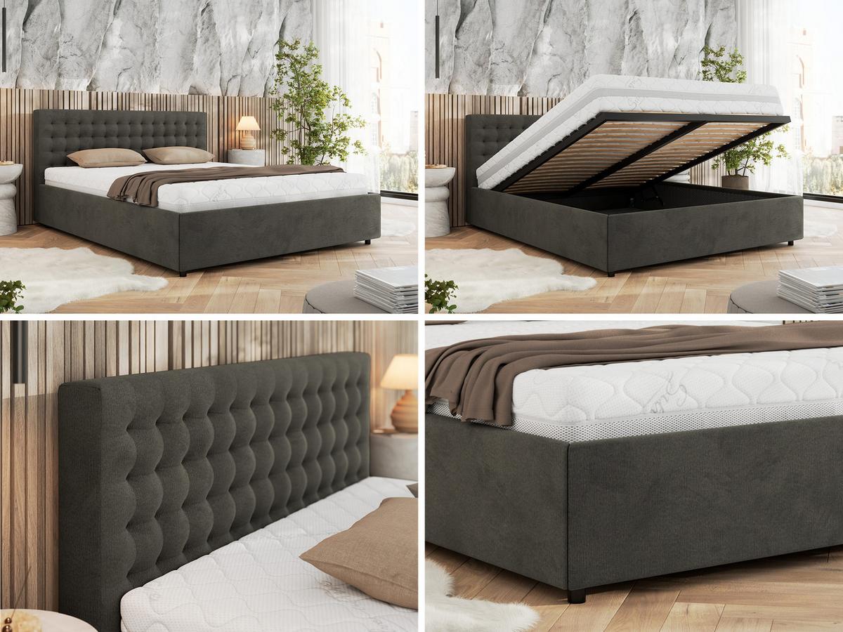 POLSTERBETT PAVO CLASSIC 200/200 - Dunkelgrau Velvet - Multipocket-Matratze - Dunkelgrau, Textil (200/200cm) - MKS