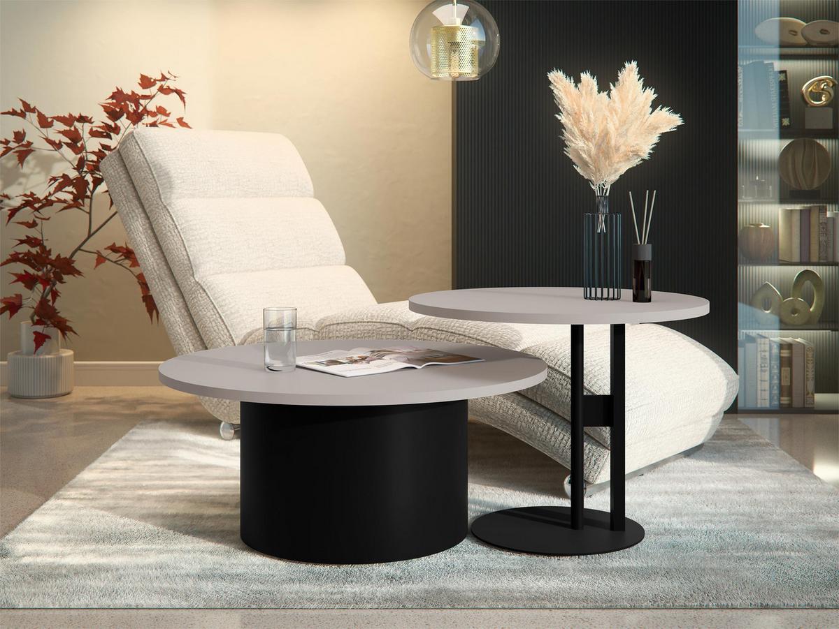 COUCHTISCH-SET Monar - Kaschmir/Schwarz, Holzwerkstoff/Metall (58/58/45cm) - MIRJAN24