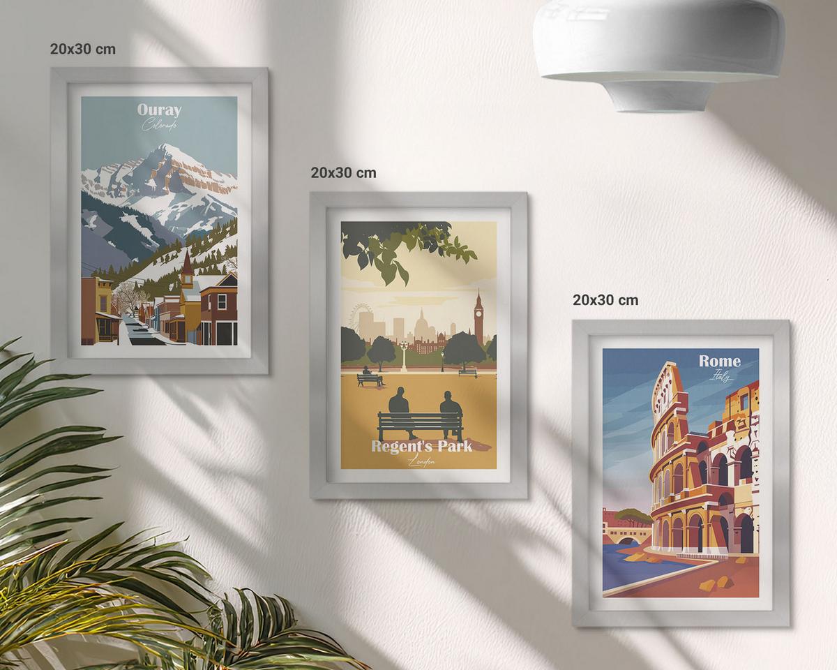 BILDER SET 3er Set - 20x30 cm Silberner Rahmen - Ouray Mountains London Coliseum - Silberfarben, Kunststoff (20/30cm) - TULUP