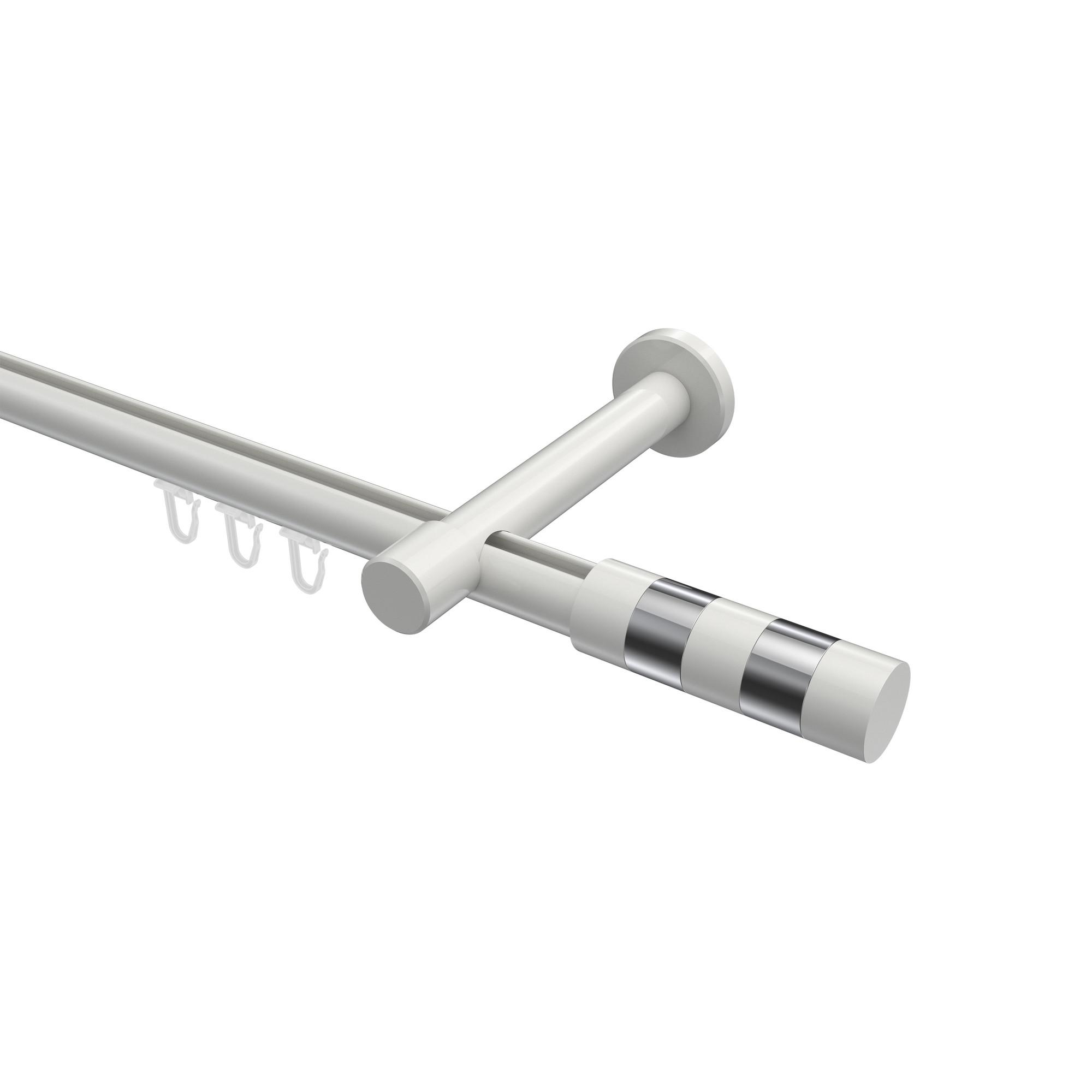 GARDINENSTANGE INNENLAUF Prestige Mavell 400 cm (geteilt in 2 x 200 cm), 1-läufig, 20 mm Ø Weiß - Chromfarben/Weiß, Metall (400cm) - INTERDECO