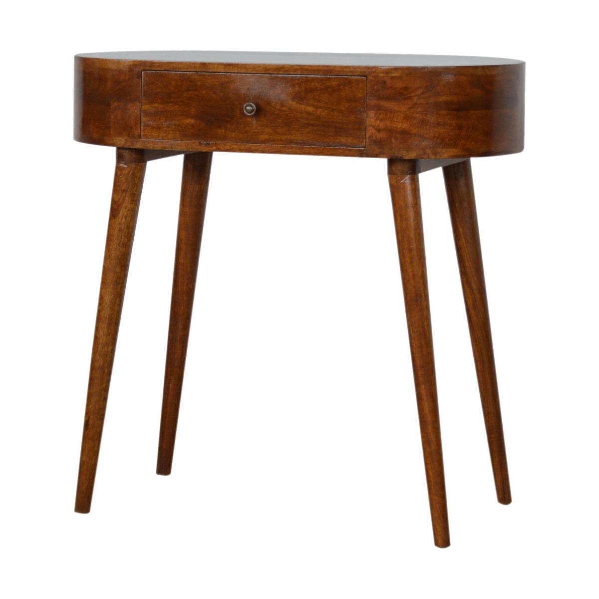 KONSOLENTISCH im Kastanienholz-Finish aus MassivholZ, 1 Schublade, Nordische Beine - Messingfarben/Braun, Holz/Metall (40/80/78cm) - Artisan Furniture