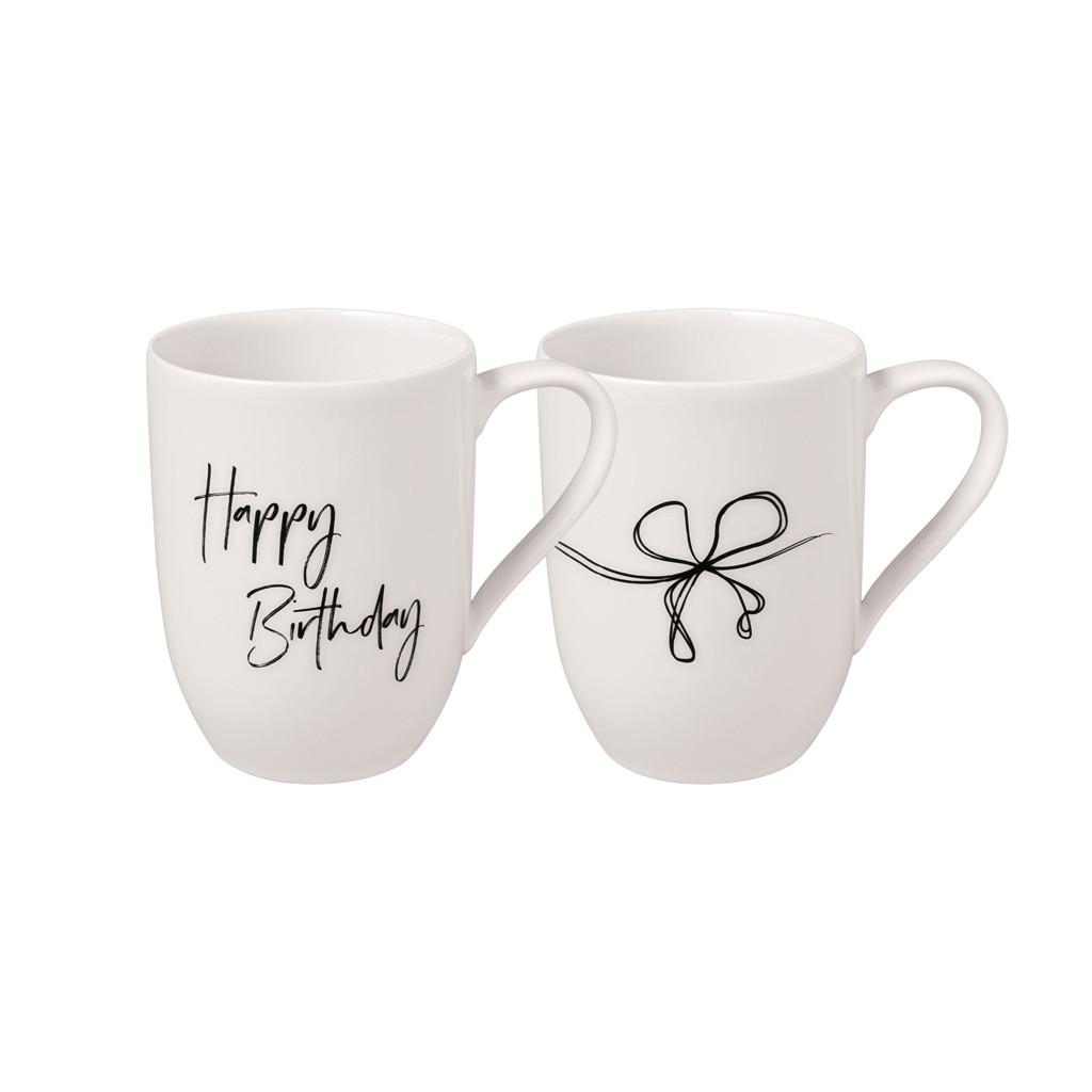 KAFFEEBECHER HAPPY BIRTHDAY Statement weiß 280 ml 2er Set - Weiß, Keramik (0.28L) - Villeroy & Boch