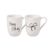 KAFFEEBECHER HAPPY BIRTHDAY Statement weiß 280 ml 2er Set - Weiß, Keramik (0.28L) - Villeroy & Boch