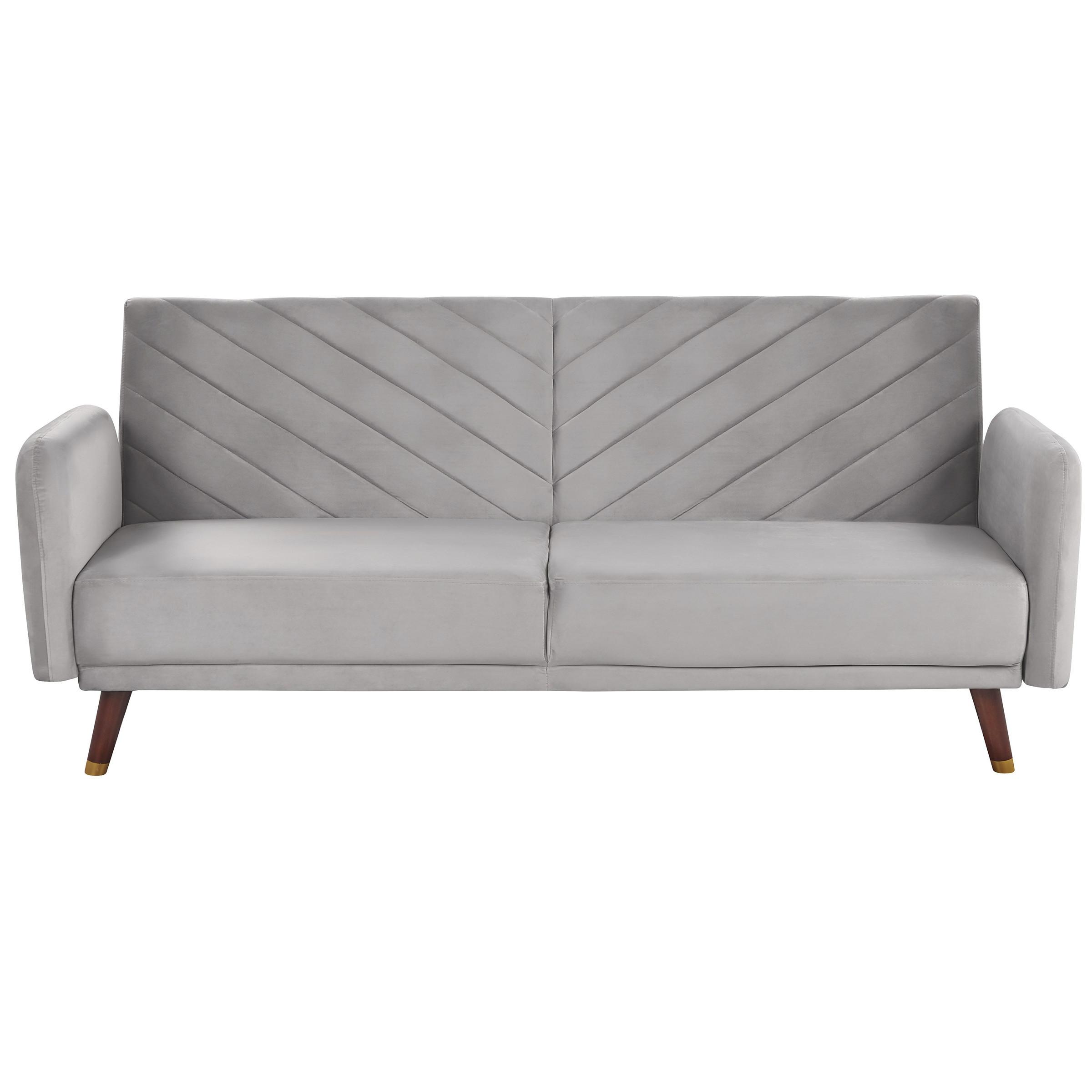 3-SITZER-SCHLAFSOFA Samtstoff Hellgrau Senja - Hellgrau, Textil (200/87/95cm) - Beliani