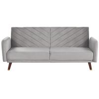 3-SITZER-SCHLAFSOFA Samtstoff Hellgrau Senja - Hellgrau, Textil (200/87/95cm) - Beliani