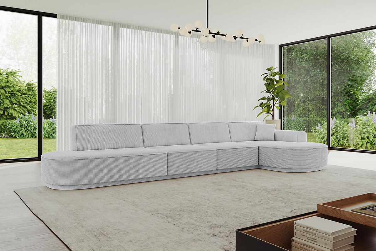 ECKSOFA Ottomane Rechts MARI-L3-v3 - 413x171x83 cm Grau Cord - Schwarz/Grau, Holzwerkstoff/Kunststoff (171/413cm) - ALTDECOR