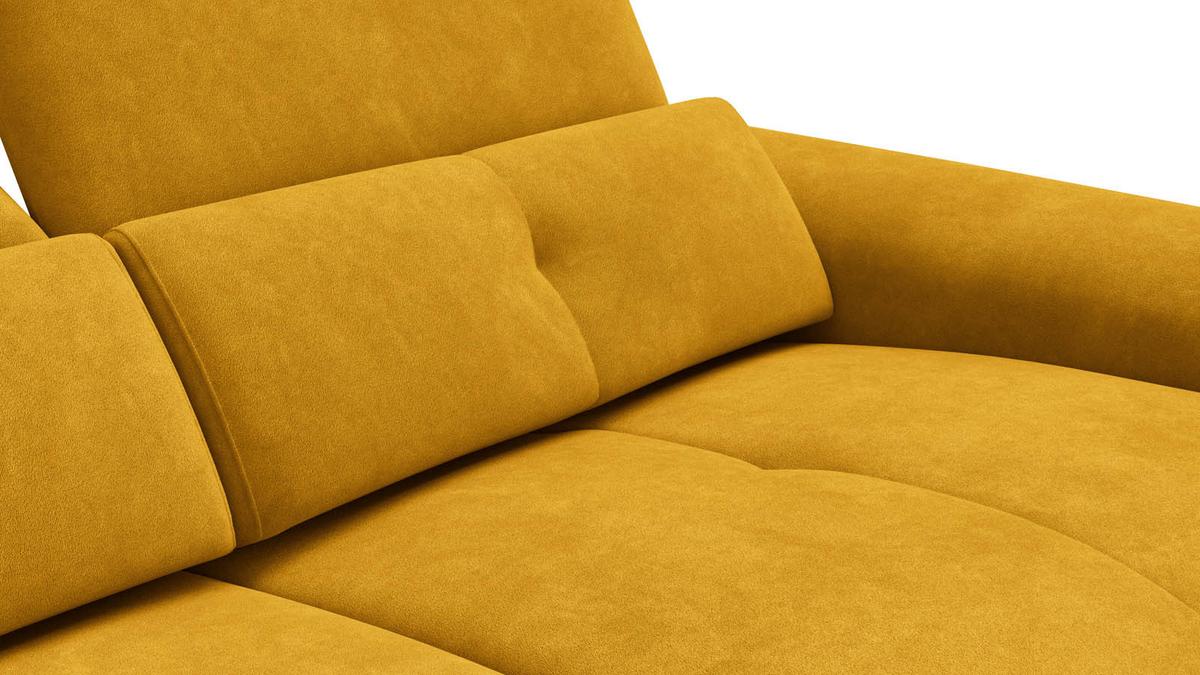 SOFA RELAX AVENA 3-Sitzer, gelber Veloursstoff - Gelb/Schwarz, Holz/Textil (204/80/108cm) - Courtois Laville