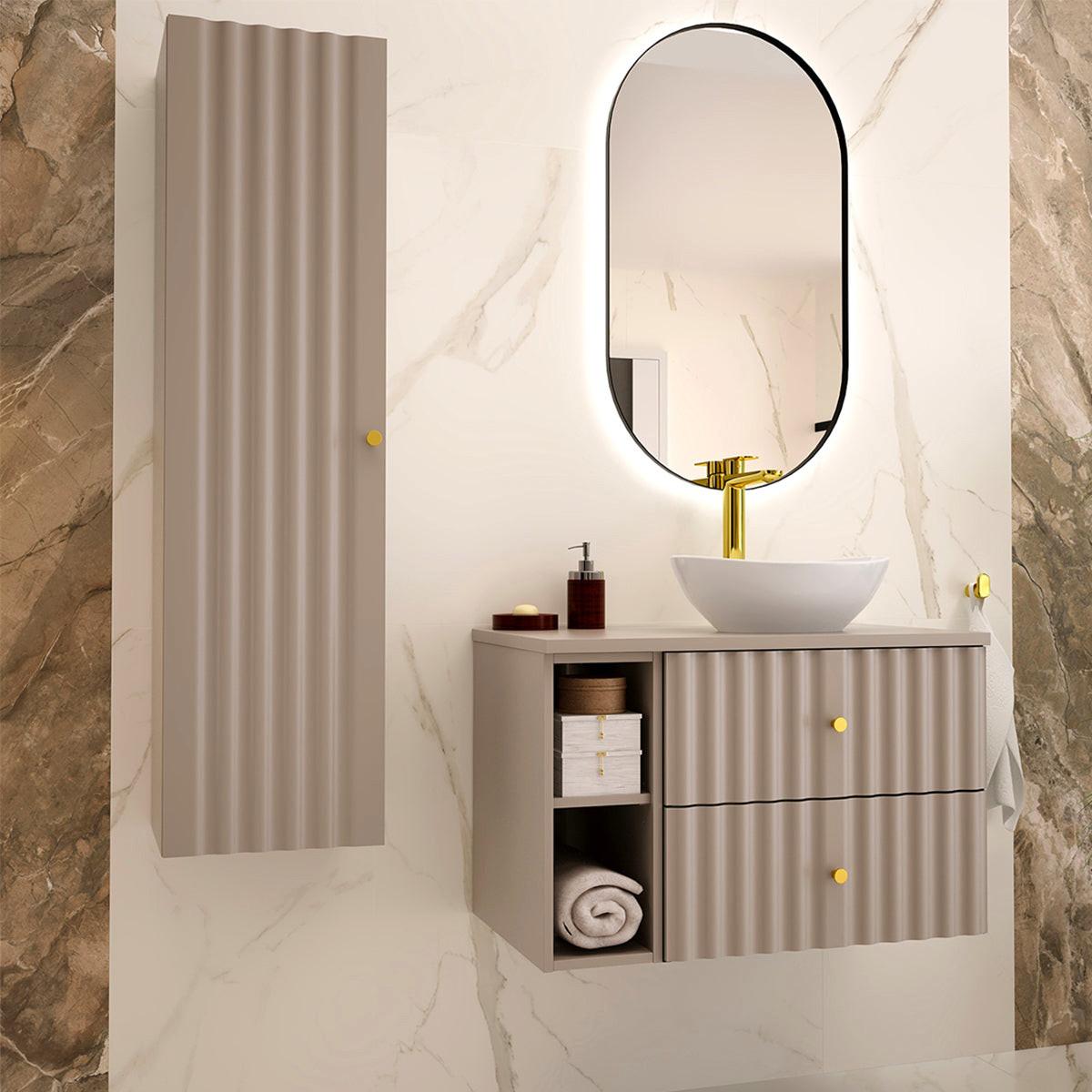 BADMÖBEL 80.6cm Izae 2er-Set Kaschmir - Beige, Holzwerkstoff (80.6/52.2/46.5cm) - Petits-meubles