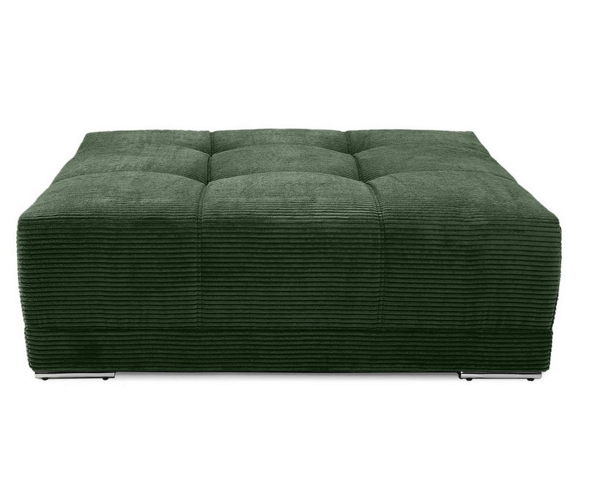POLSTERHOCKER XXL Federkern B120/T120/H39 cm (passend zum BIG-SOFA) Cord Grün / 15176 - Chromfarben/Grün, Textil/Metall (120/39/120cm) - luma-home