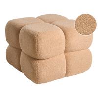 POUF Bouclé Beige Caliente - Beige, Textil (60/44/60cm) - Beliani