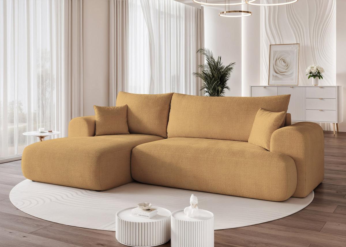 ECKSOFA BLOOM Links mit Schlaffunktion und Bettkasten Gelb - Gelb, Kunststoff/Textil (263/150cm) - Idohome