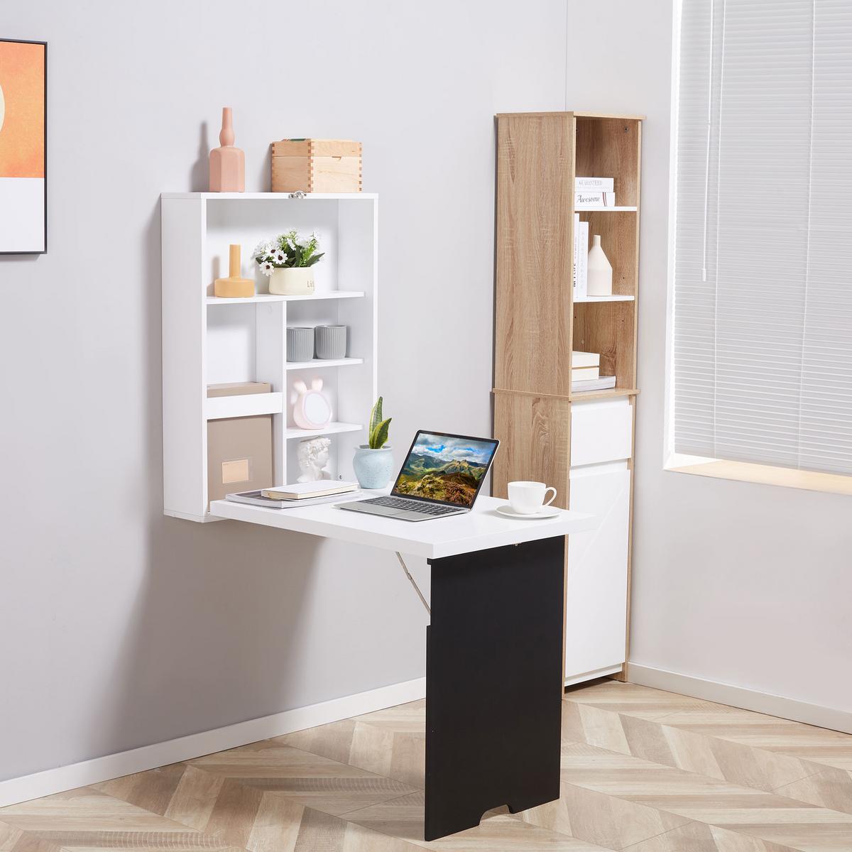 SCHREIBTISCH, MDF, Schwarz/Weiß, 60 x 94,5 x 147 cm - Weiß, Holzwerkstoff (94/5/60cm) - HOMCOM