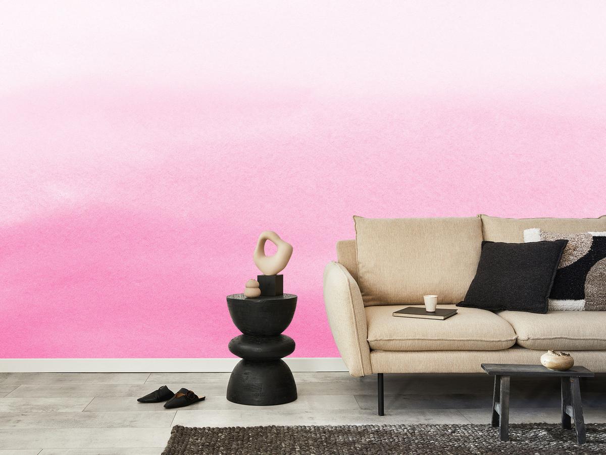 FOTOTAPETE für Schlafzimmer Ombré in Rosatönen Pastell 150x105 - Rosa/Weiß, Papier (150/105cm) - Muralo