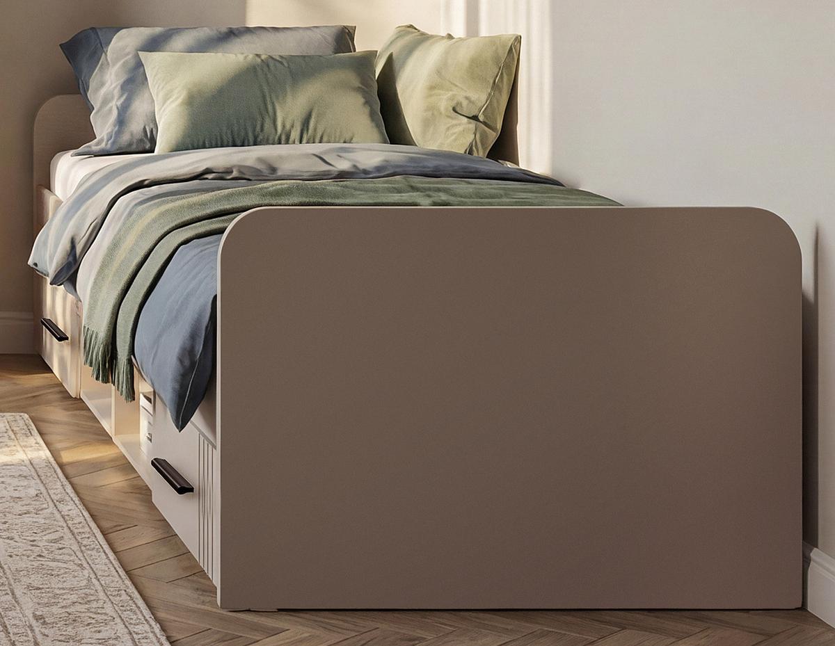STAURAUMBETT Kaschmir, Liegefläche 90 x 200 cm, Bett mit Bettschubkästen - Kaschmir/Schwarz, Holzwerkstoff/Kunststoff (90/200cm) - Inn.Furn