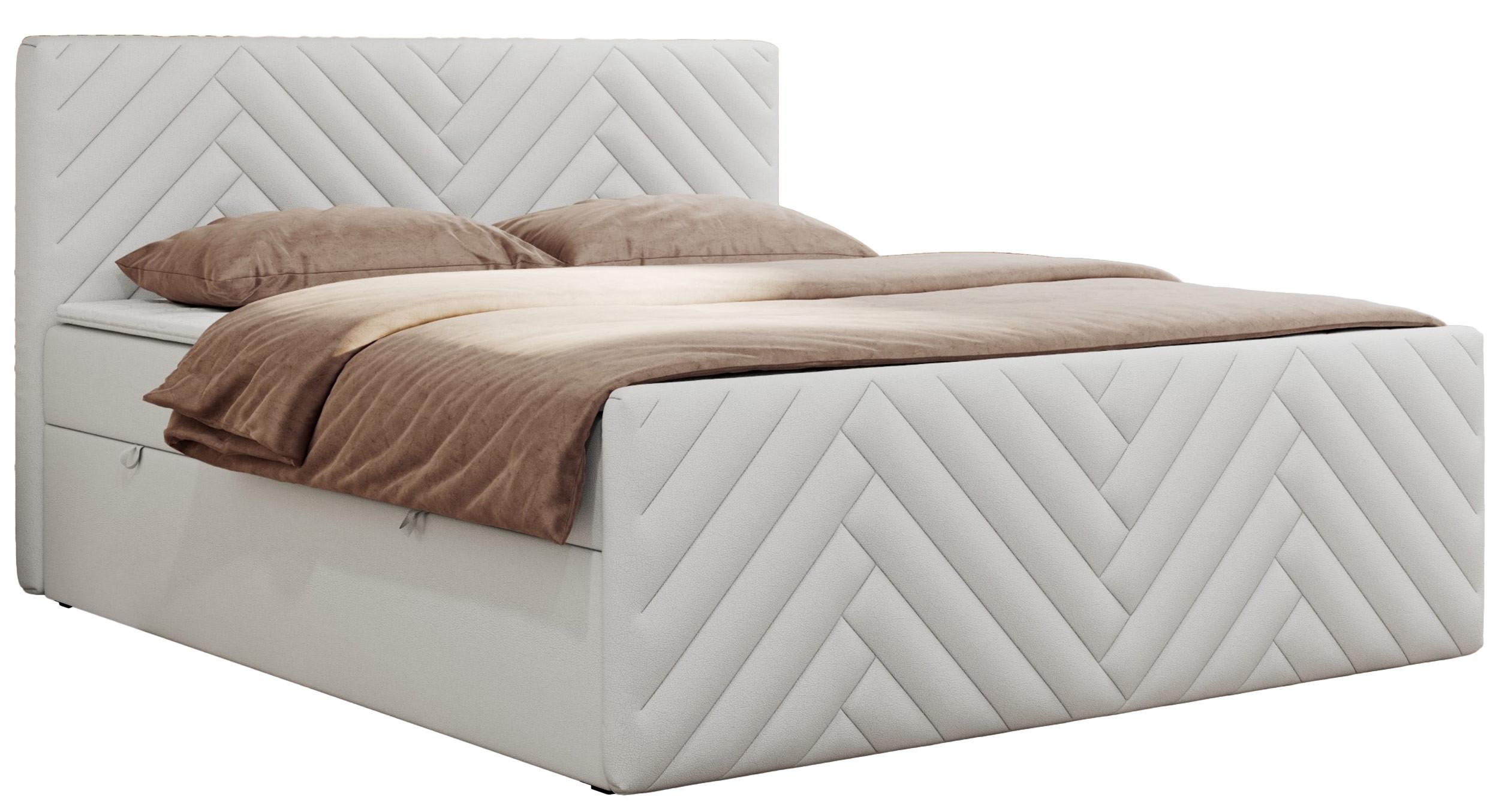 BOXBETT PARIS DUO 180/200 - Weiß Kunstleder - H4 - Weiß, Holz/Textil (180/200cm) - MKS
