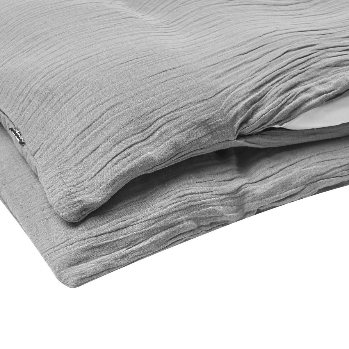 BETTWÄSCHE-SET 220/240 cm Baumwollmusselin Hellgrau Sumner - Hellgrau/Grau, Textil (220/240cm) - Beliani