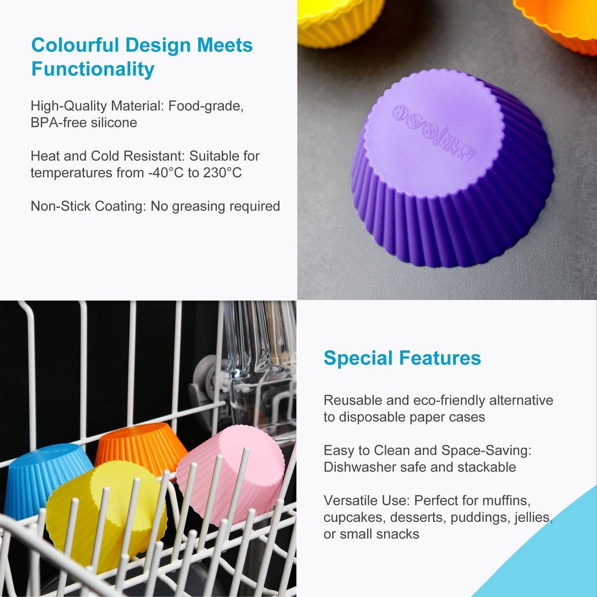 MUFFIN CUPCAKE FORMEN (24 Stück) - Multicolor, Kunststoff (7/3.2/7cm) - Intirilife