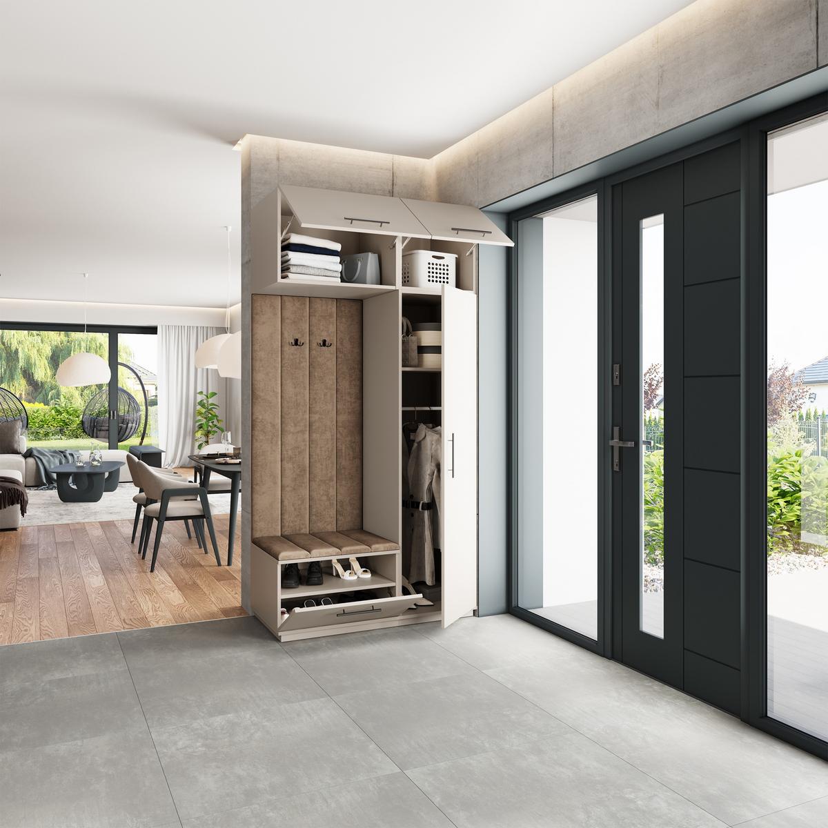 GARDEROBENSCHRANK REMA 120/240/60 cm Modern Garderobe-Set Kaschmir - Kaschmir/Mokka, Holzwerkstoff (120/240/60cm) - MASSENO