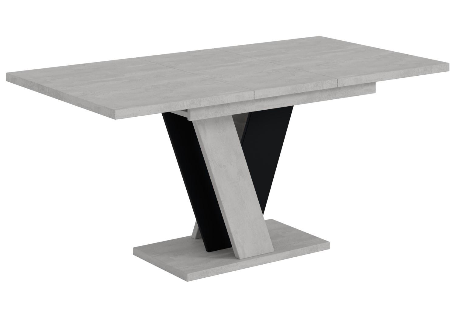ESSTISCH ausziehbar 120 -160x90x75 cm - Betonoptik K350/Schwarz - INEY - Schwarz, Holzwerkstoff (120/90/75cm) - ALTDECOR