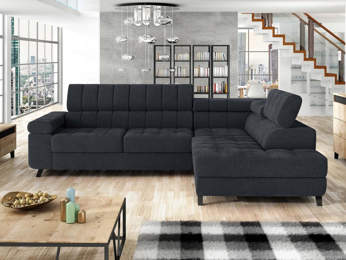 ECKSOFA Nord, Seite: Rechts - Anthrazit/Schwarz, Holz/Textil (264/203cm) - MIRJAN24