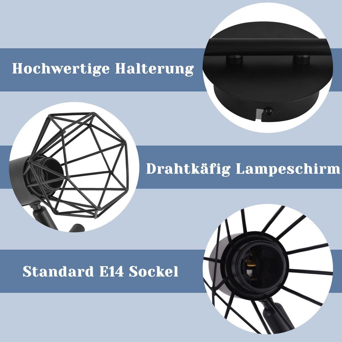 DECKENLEUCHTE Diamonds 28/10/20 cm - Schwarz, Metall (28/10/20cm) - Nettlife