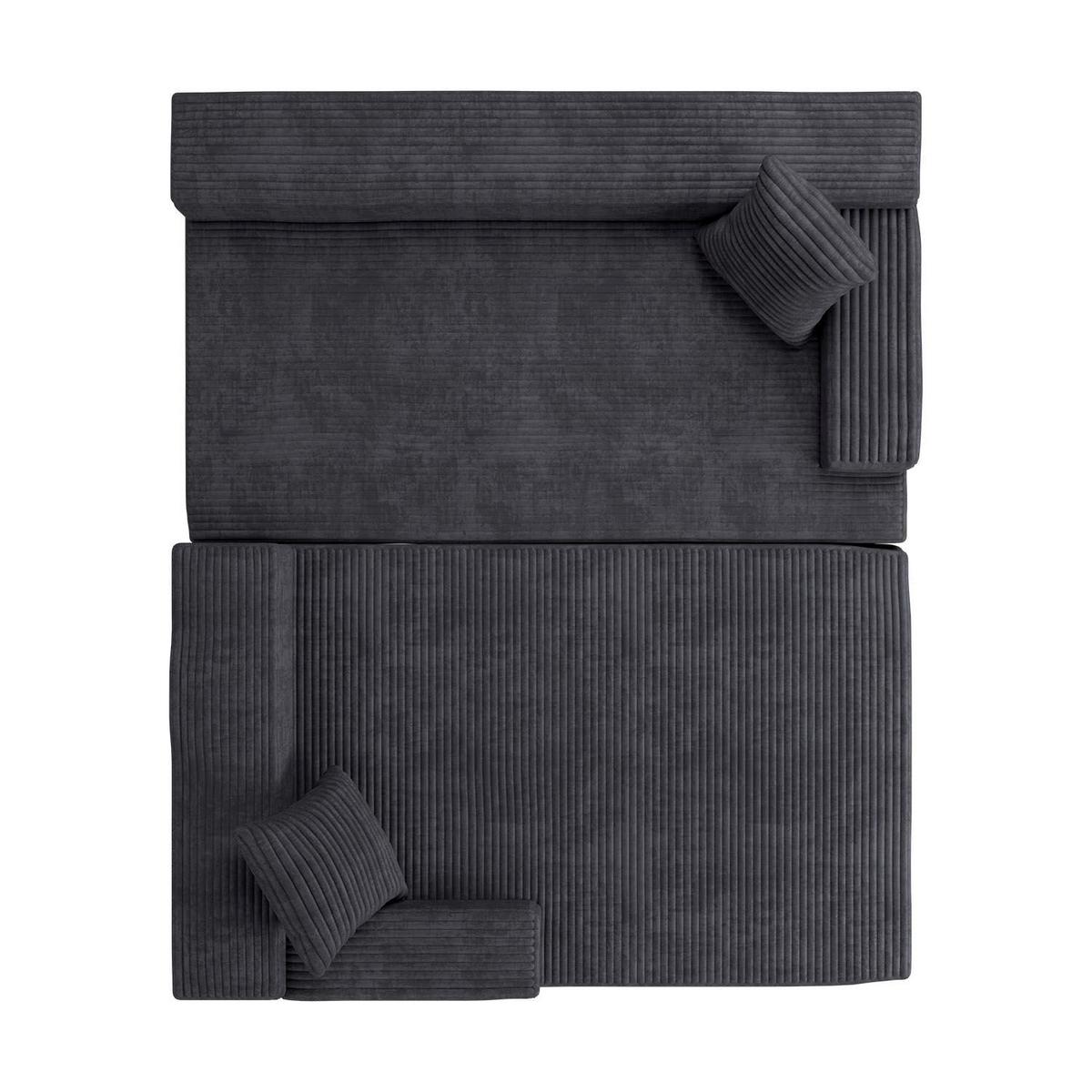 SOFA Coredo dunkelgrau Cord - Dunkelgrau, Textil (155/250cm) - Juskys