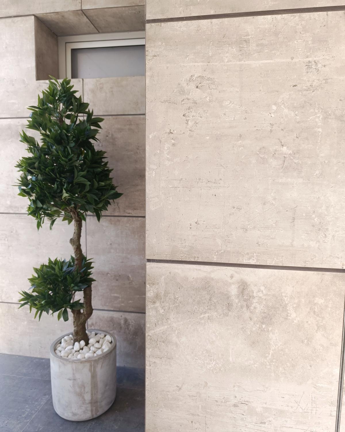 BLUMENTOPF Grau Messene - Grau, Naturmaterialien (33cm) - Beliani