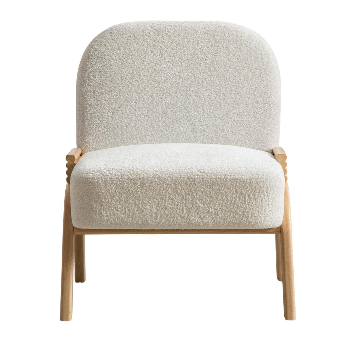 SESSEL aus chenille und massivholz, skandinavisches design und armlos - Creme, Textil (72/78/61cm) - Urban Meuble