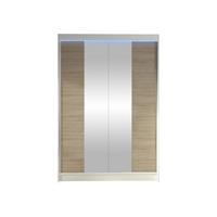 SCHWEBETÜRENSCHRANK Lino II mit RGB LED Beleuchtung - Weiß/Sonoma Eiche, Holzwerkstoff/Metall (120/200/58cm) - MIRJAN24