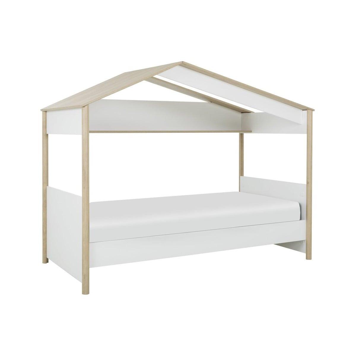 HAUSBETT 90x200 cm – MATIS - Eichefarben/Weiß, Holzwerkstoff (200/90cm) - Calicosy