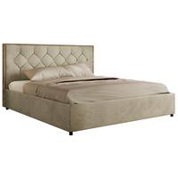 POLSTERBETT LARINO CLASSIC 140/200 - Beige Velvet - Schaum-Matratze - Beige, Textil (140/200cm) - MKS