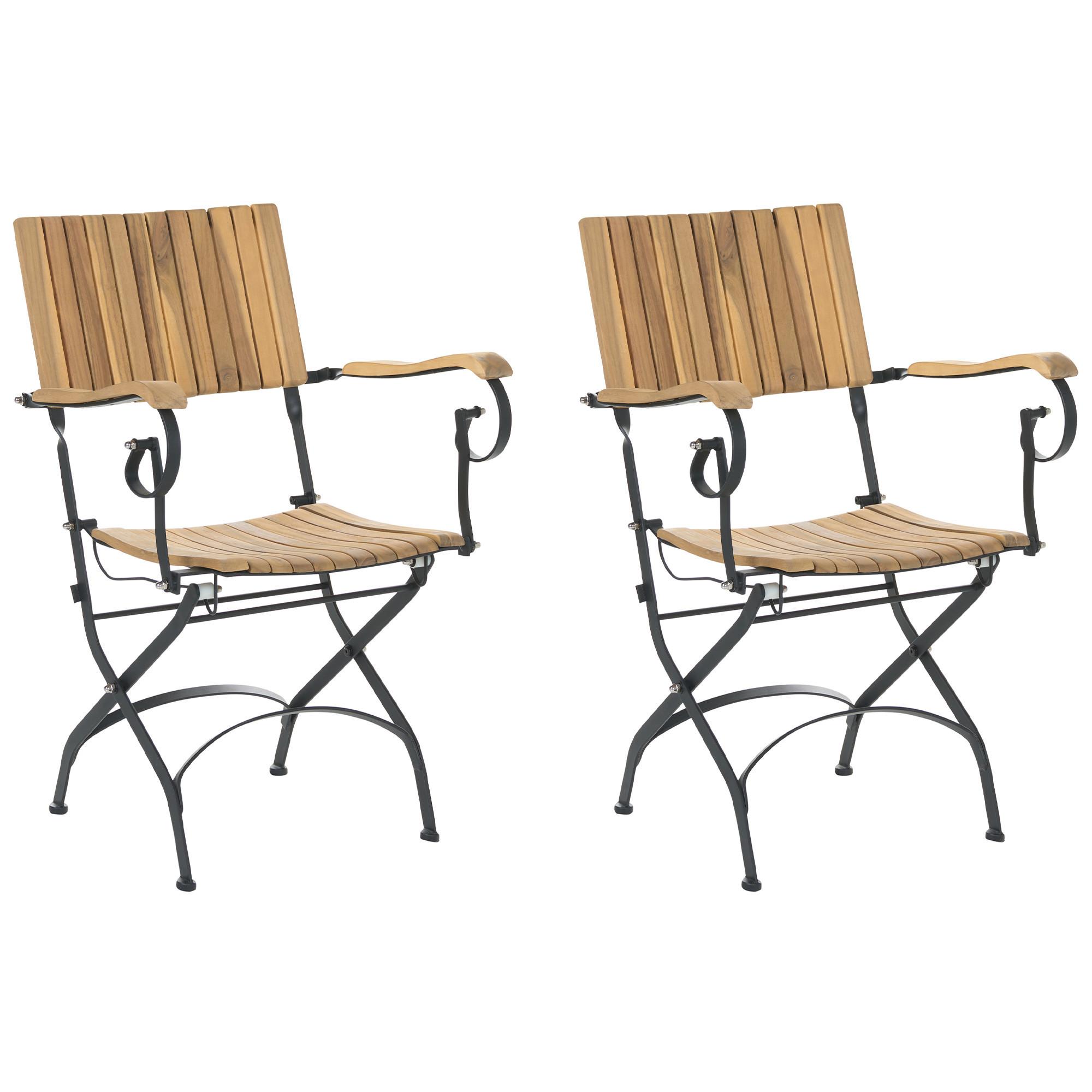 GARTENSTUHL 2er-Set Akazienholz Hellbraun Lascari - Hellbraun, Holz (45/89/42cm) - Beliani