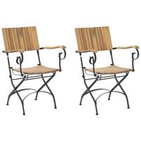 GARTENSTUHL 2er-Set Akazienholz Hellbraun Lascari - Hellbraun, Holz (45/89/42cm) - Beliani