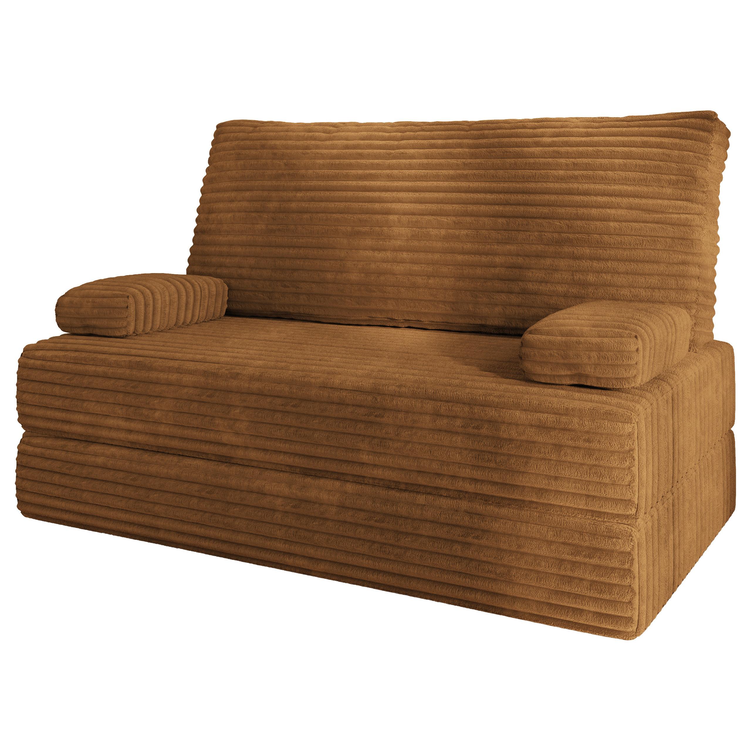 BETTSOFA LADIA aus Schaumstoff Kordstoff Orange Schlaffunktion - Orange, Textil (140/86/60cm) - MASSENO