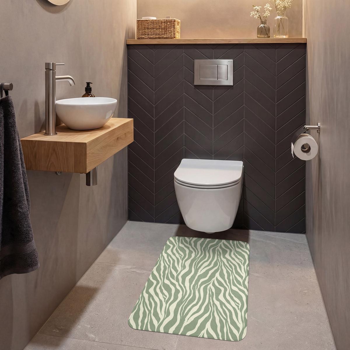 WC-VORLEGER Zebra - Motiv - Grün WC Teppich 50x80 cm - Salbeigrün, Textil (50/1cm) - OnlyWow