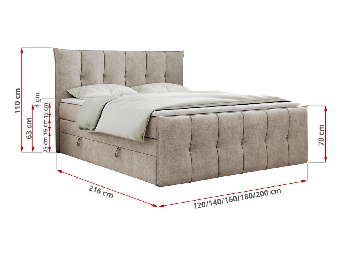 BOXSPRINGBETT PREMIUM 11 KING 160/200 Beige Struktur - H3 - Beige, Holz/Textil (160/200cm) - MKS