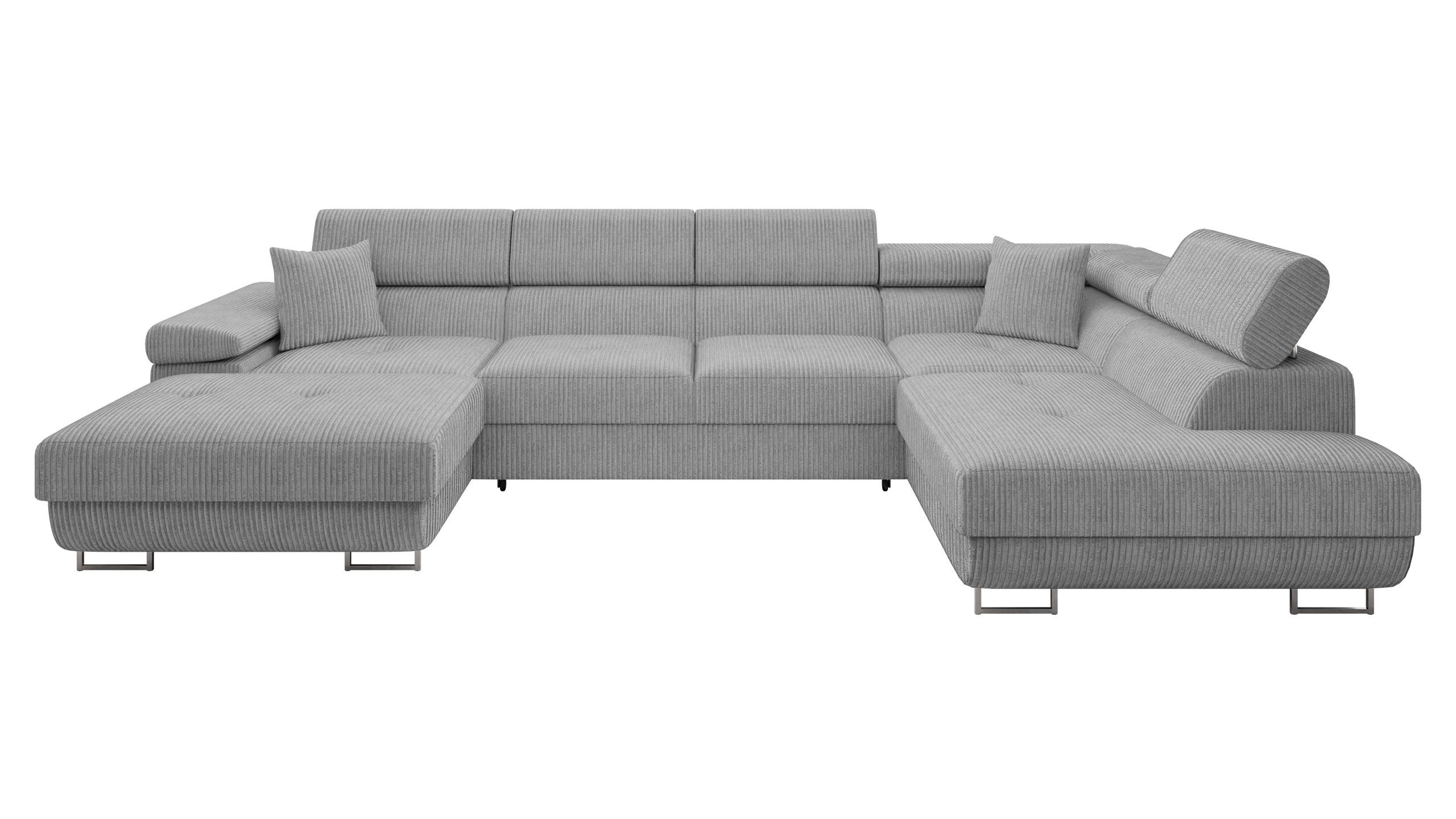 WOHNLANDSCHAFT Torezio Bis Cord, Seite: Rechts - Grau, Holz/Textil (203/90/346cm) - MIRJAN24