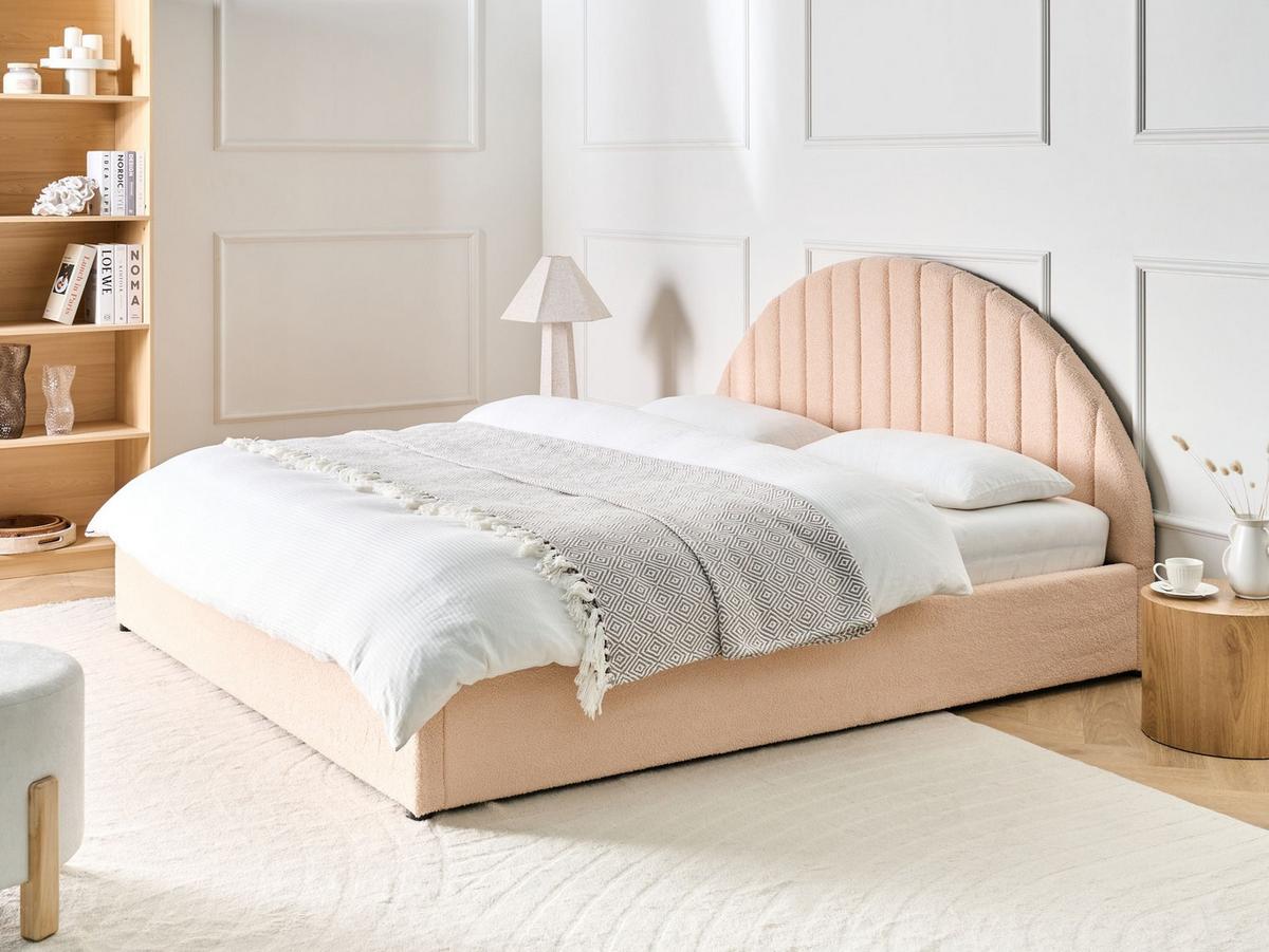 BETT mit Stauraum 180/200 cm Pfirsichrosa Chadenet - Pink, Textil (180/200cm) - Beliani