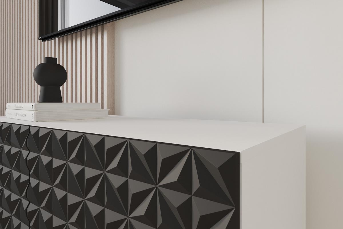 LOWBOARD VIRA-W 100x40x40 cm - Weiß / Schwarz - Schwarz, Holzwerkstoff (100/40/40cm) - ALTDECOR