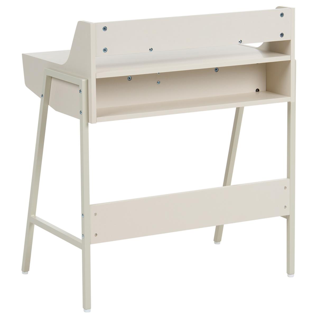 SCHREIBTISCH mit Regalaufsatz Hellbeige 77/46 cm Broxton - Beige, Holzwerkstoff (46/77/89cm) - Beliani