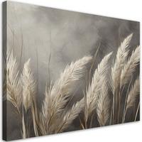 WANDBILD gras natur botanik - Grau, Textil (60/40cm) - Feeby