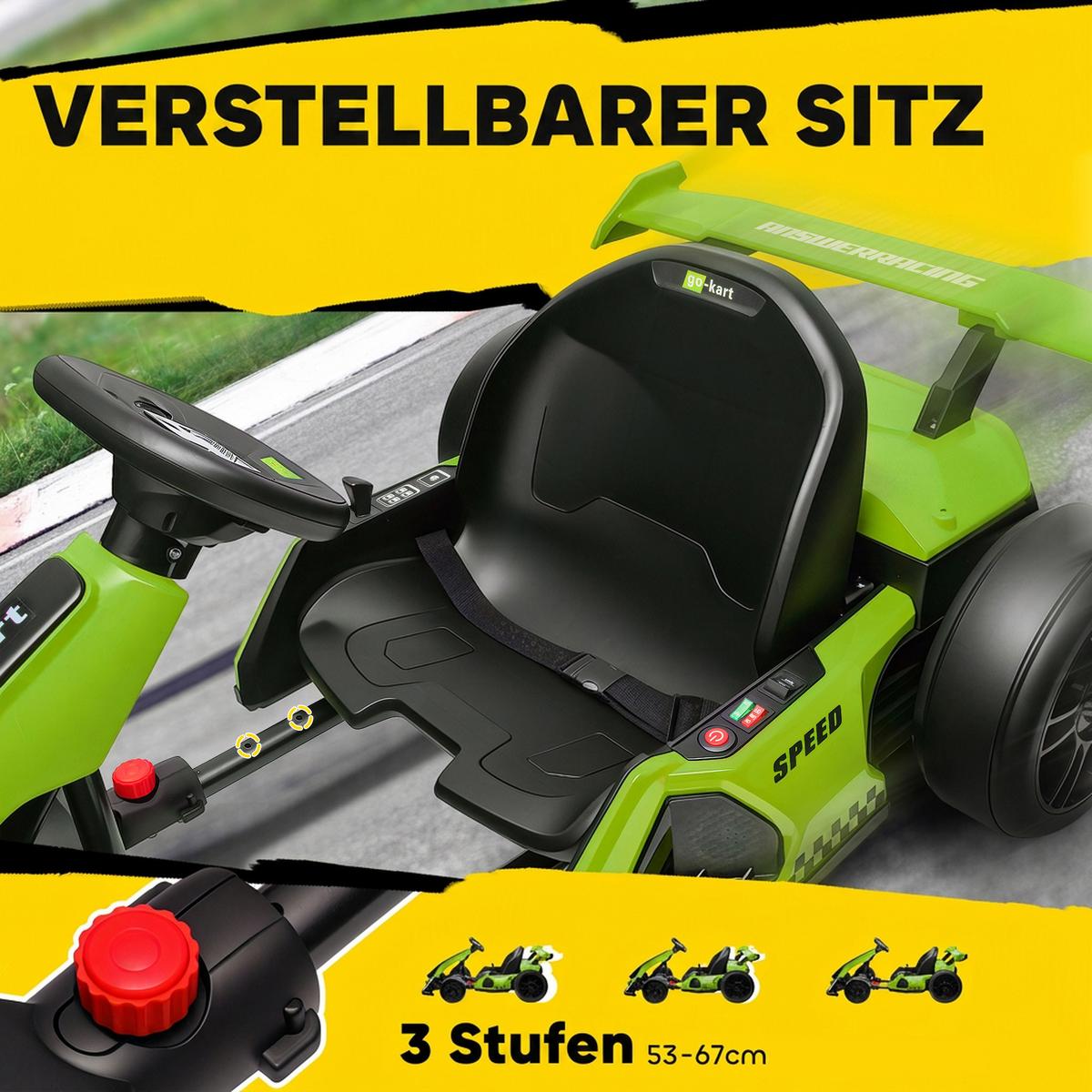 KINDER-DRIFT-KART Kunststoff Metall Grün - Grün, Kunststoff (120/76/53.5cm) - HOMCOM