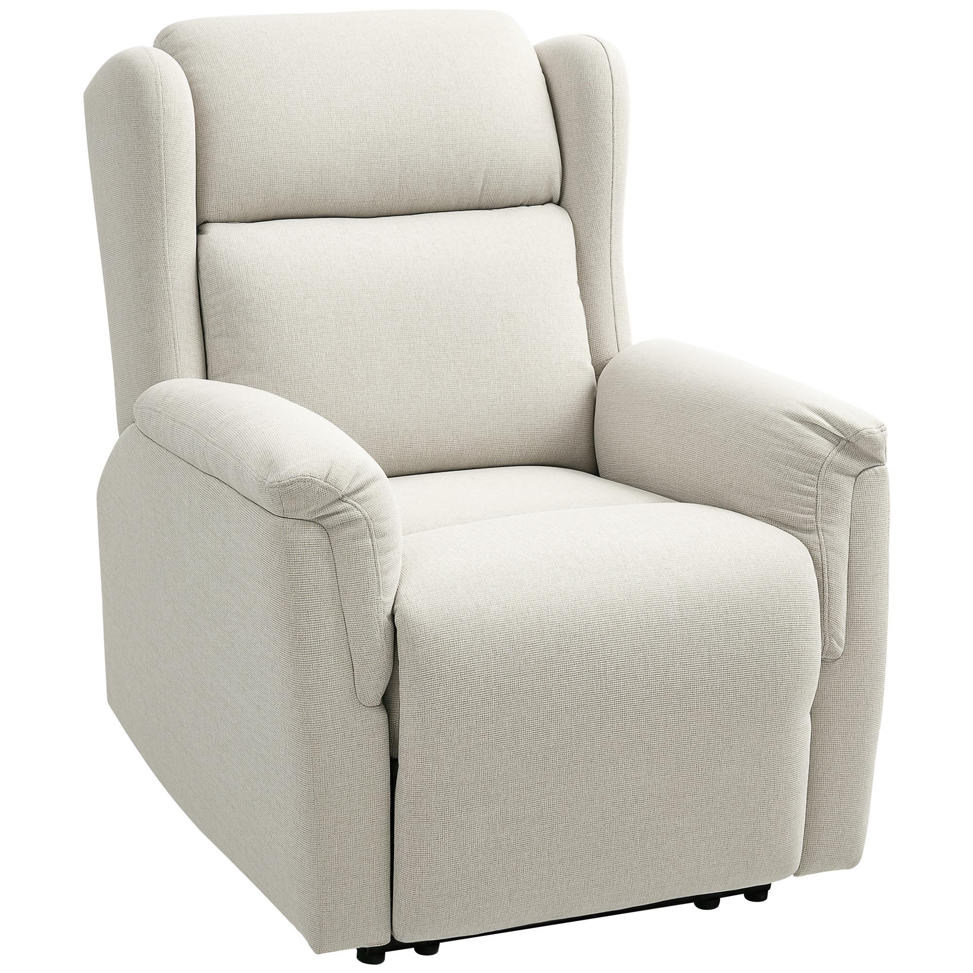 RELAXSESSEL, Fernsehsessel mit Liegefunktion, TV-Sessel mit Taschenfederkern - Beige, Textil/Metall (80/101/94cm) - HOMCOM