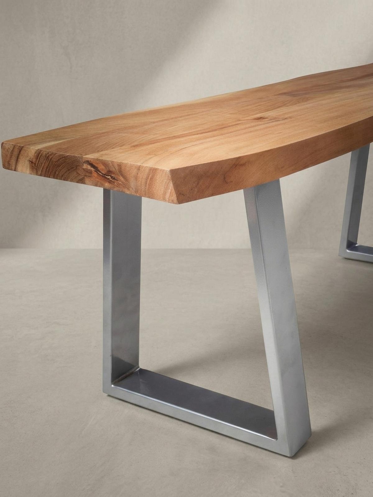 GARDEROBENBANK Massivholz Metall Baumkante, Akazie-Silber 120x40x46 cm - Silberfarben/Braun, Holz/Metall (120/46/40cm) - KADIMA DESIGN
