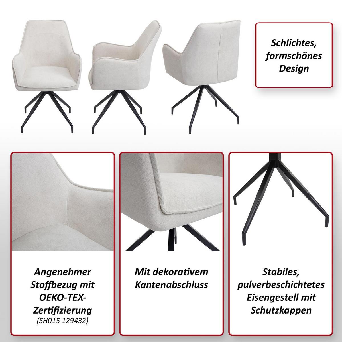 ESSZIMMERSTUHL Cremeweiß - Beige/Weiß, Textil (59/91/60cm) - MCW